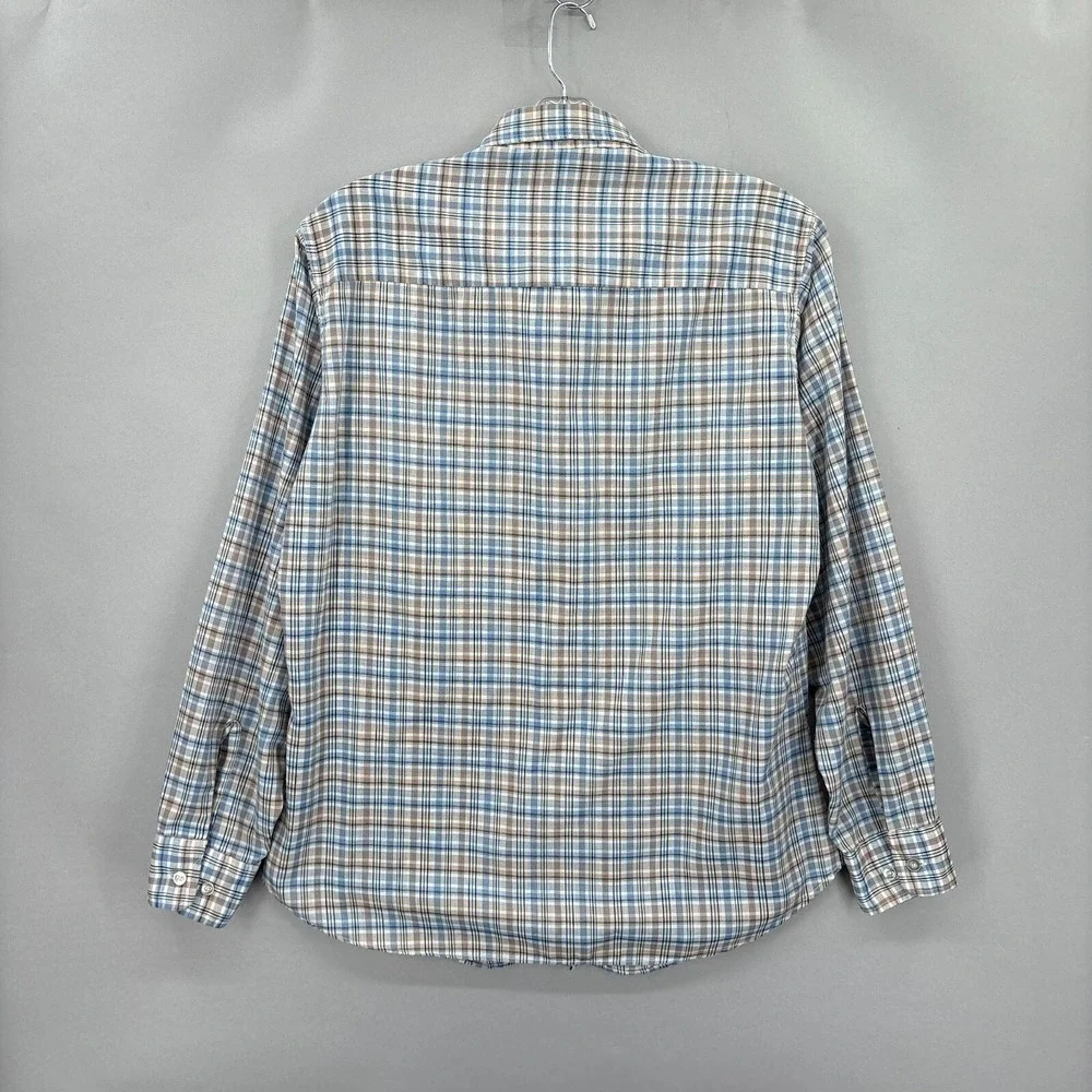 Vintage Levis Shirt Mens XL Blue Beige Plaid Workshirt Pockets Made USA‎ 70s
